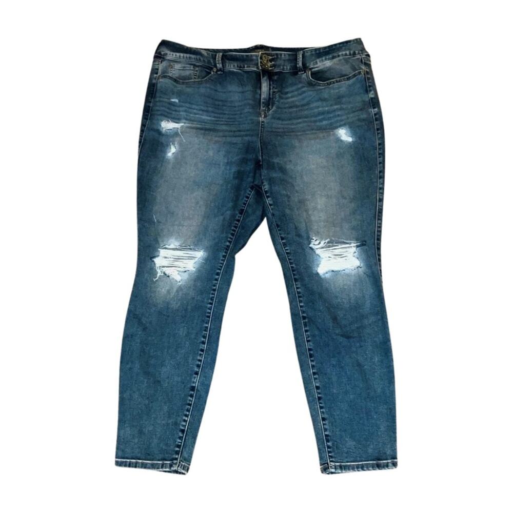 Torrid Blue Ankle Cropped Distressed Jeans Size 22R